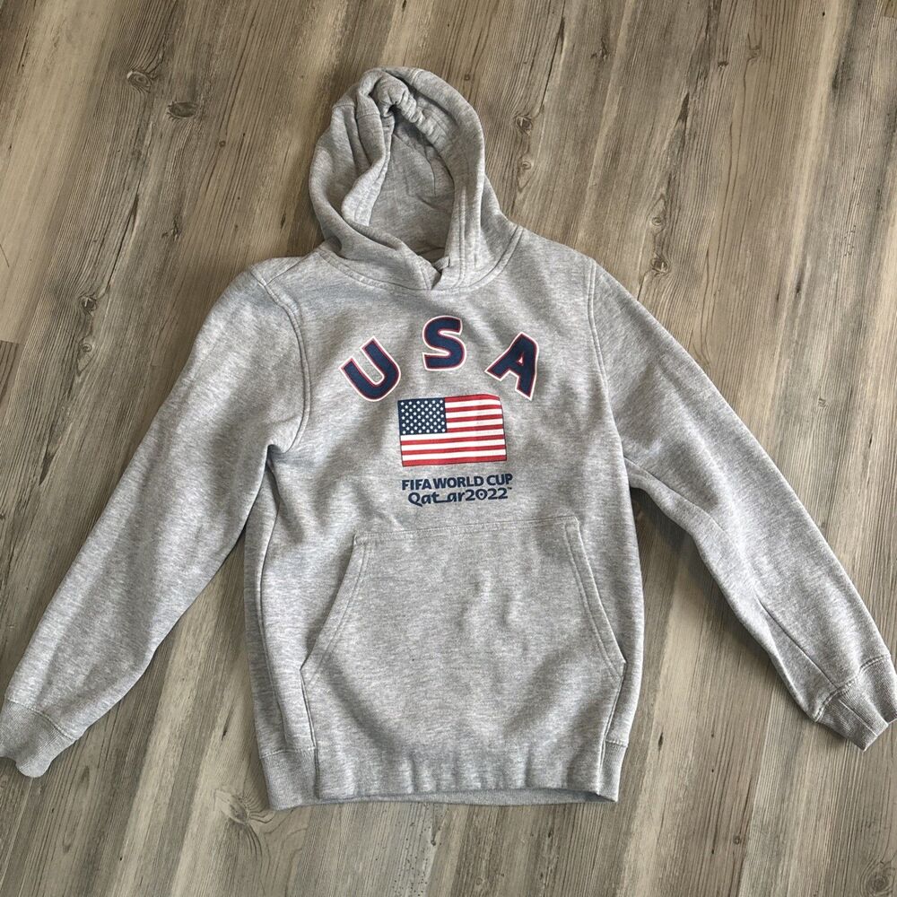 USA FIFA World Cup Qatar 2022 Gray Hooded Sweatshirt Size S